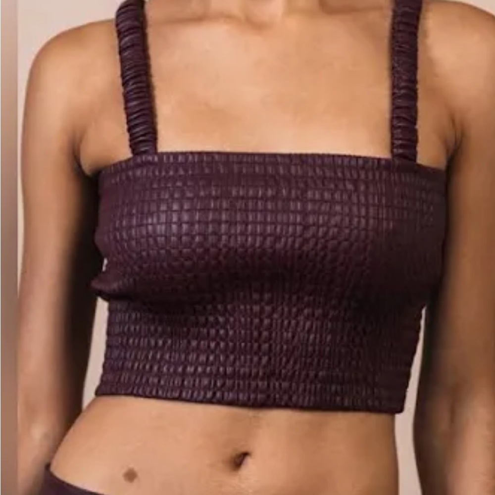 Proenza Schouler burgundy Textured Crop Top